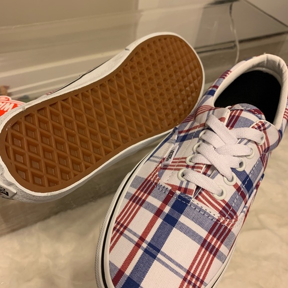 Vans Era Plaid Blue, Red & True White Skate Shoes - Picture 10 of 12